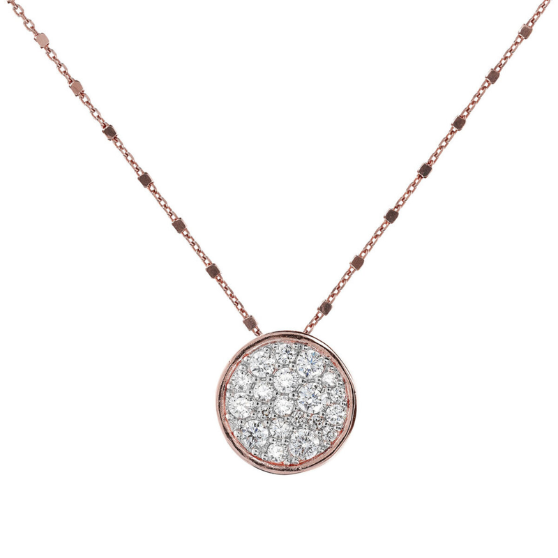 Cubetti Chain Necklace with Round Pavé Pendant