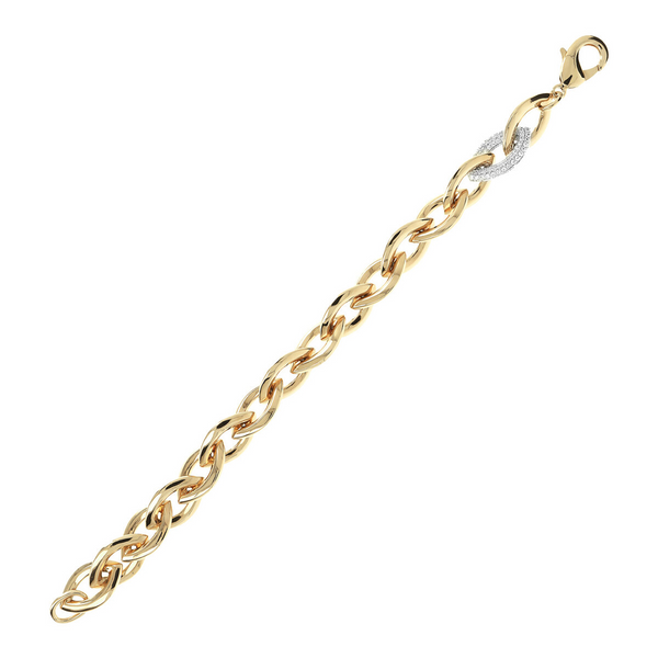 Golden Marquise Bracelet with Pavé Element in Cubic Zirconia