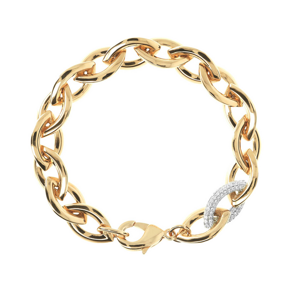 Golden Marquise Bracelet with Pavé Element in Cubic Zirconia