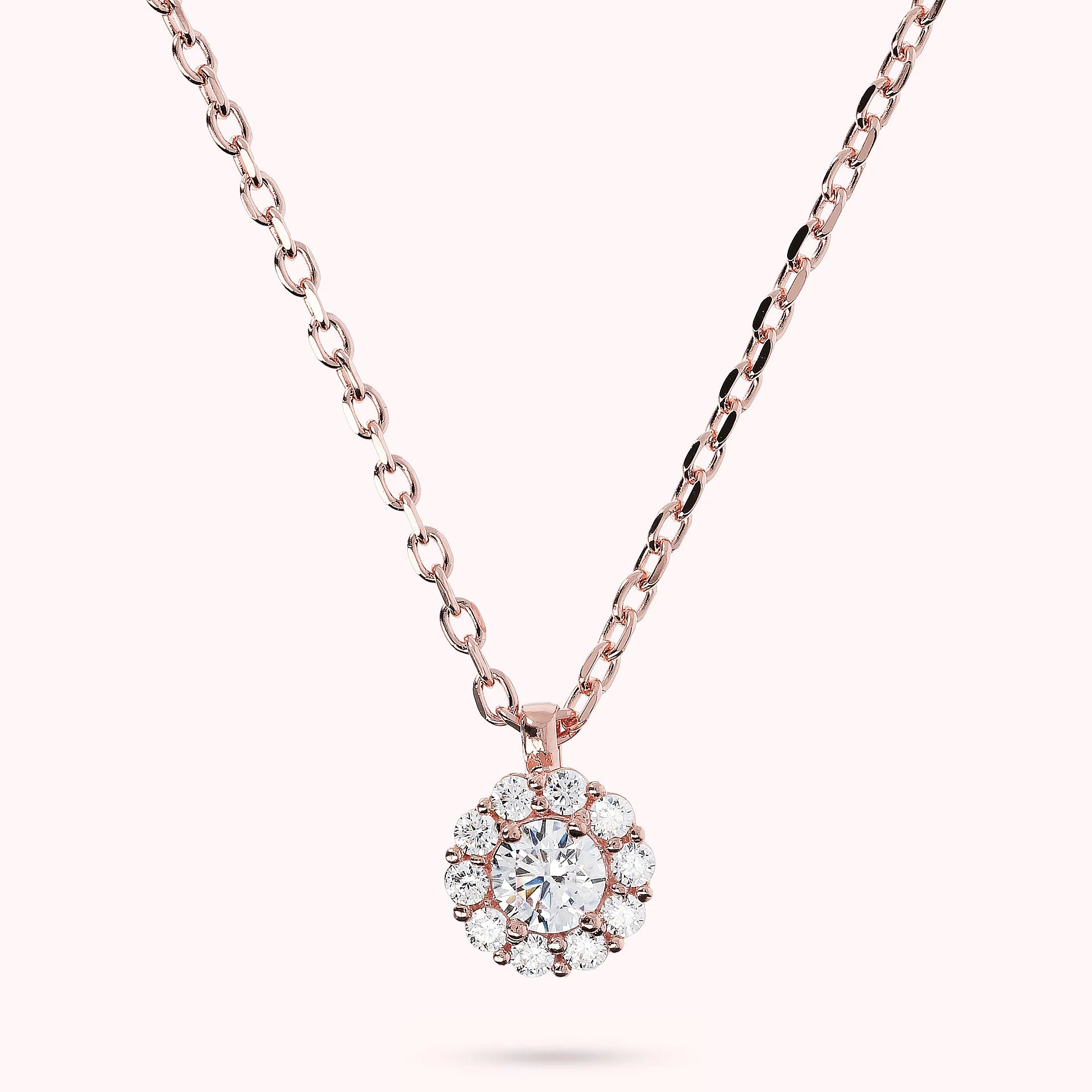Collana Catena Forzatina con Pendente Fiore in Cubic Zirconia