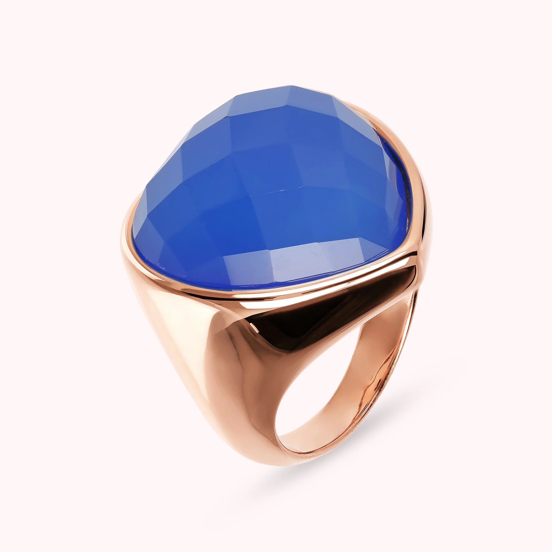 Anello Chevalier con Cuore in Pietra Naturale Sfaccettata