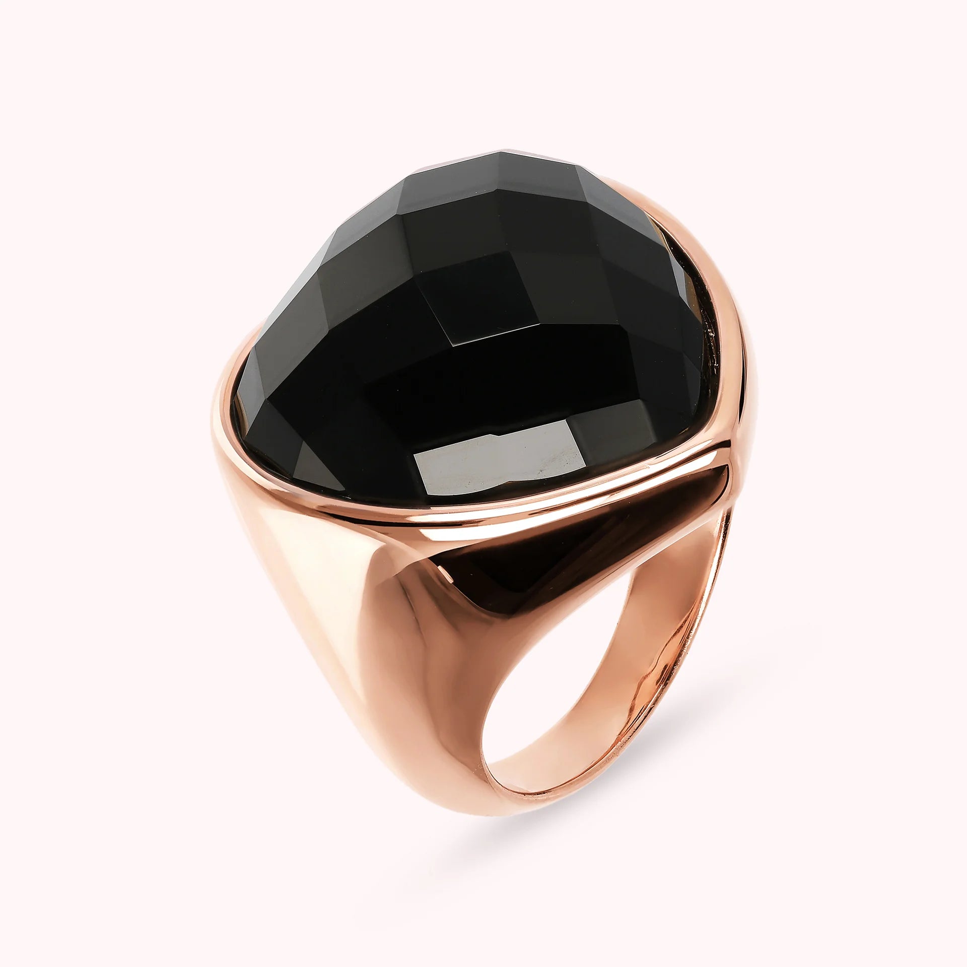Anello Chevalier con Cuore in Pietra Naturale Sfaccettata