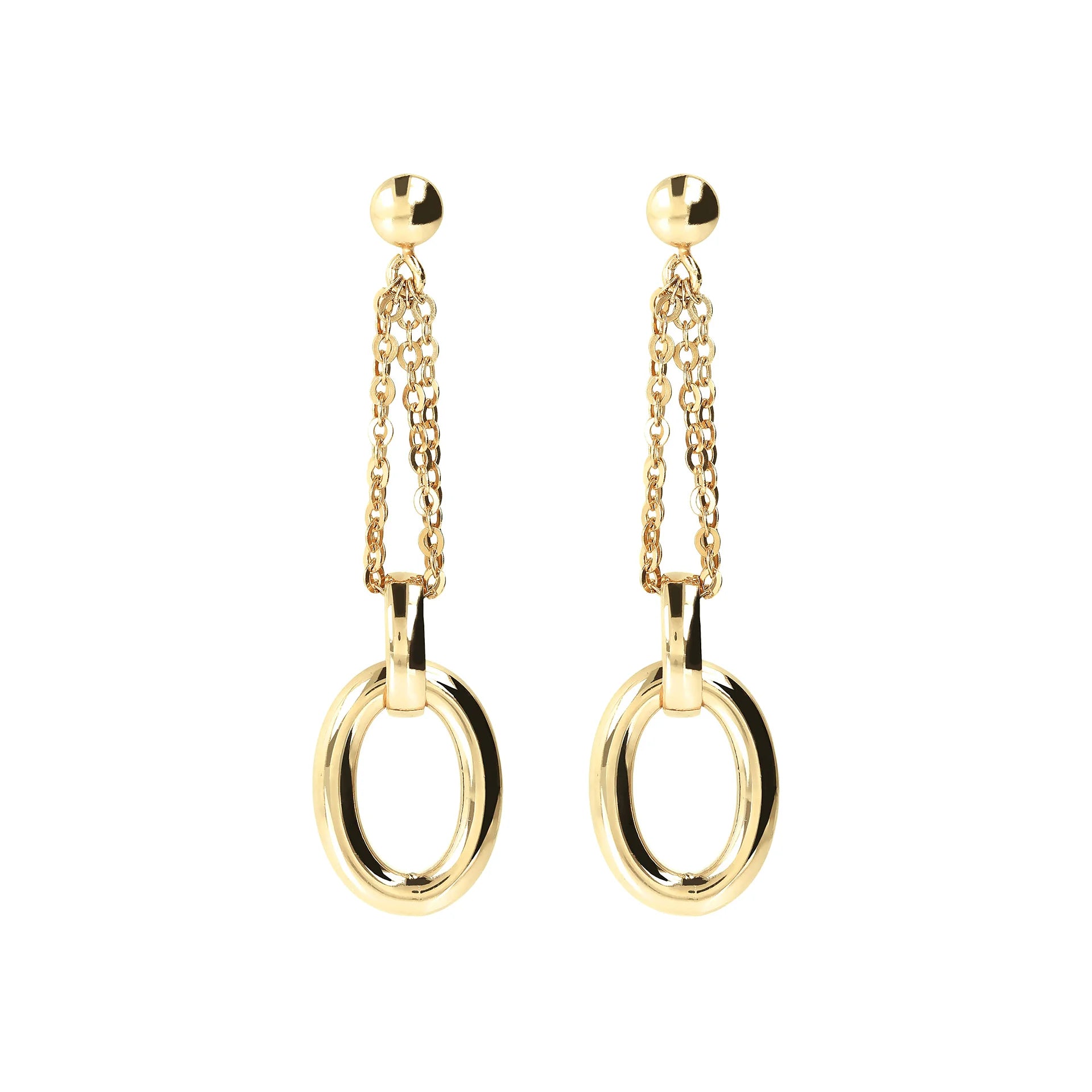 Golden Earrings Multi-strand Pendants with Oval Links