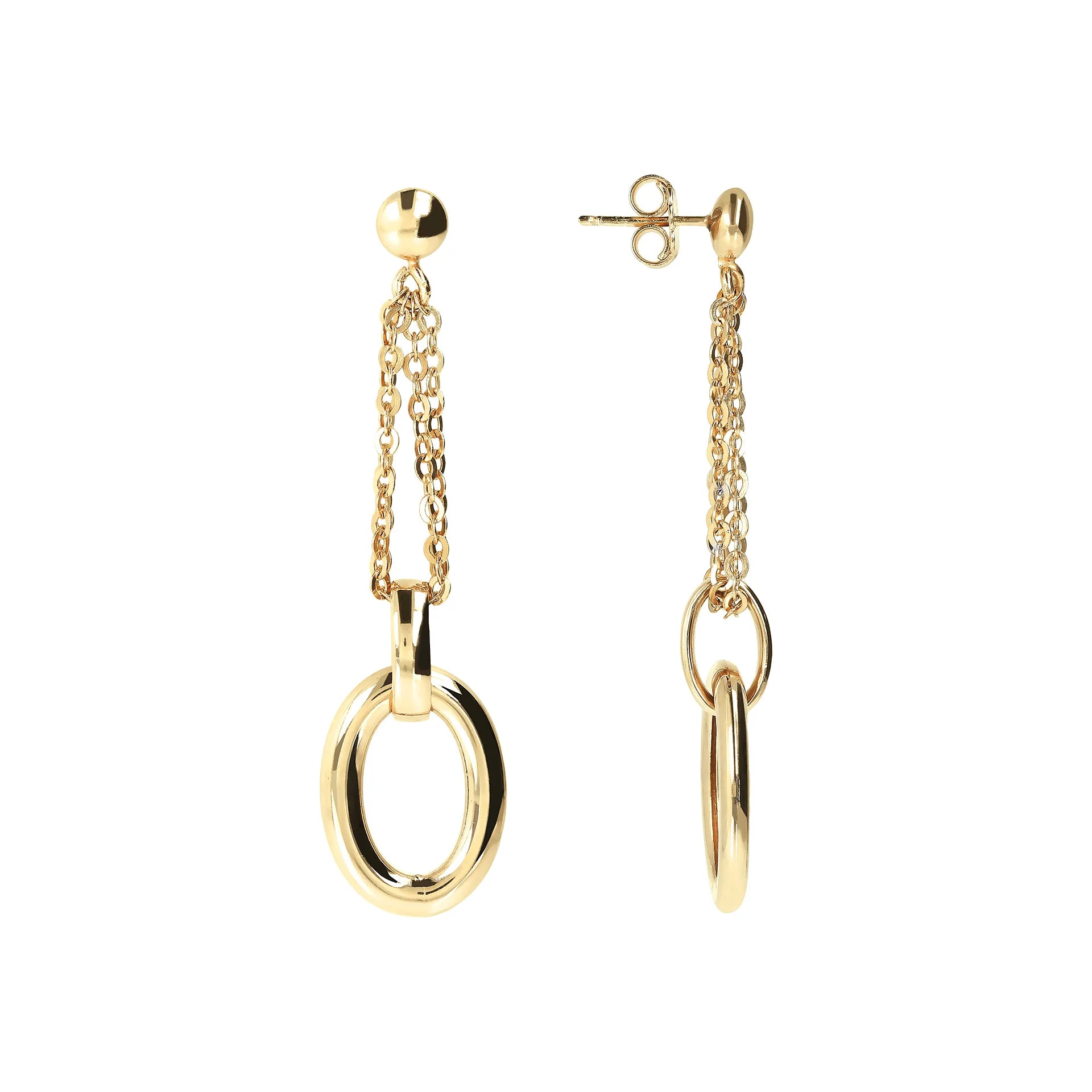 Golden Earrings Multi-strand Pendants with Oval Links