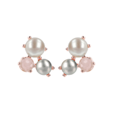 Trilogy Stud Earrings with Natural Stone and Freshwater Cultured Pearls Ø 9/10 mm
