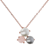 Necklace with Trilogy Pendant in Natural Stone and Freshwater Cultured Pearls Ø 9/10 mm