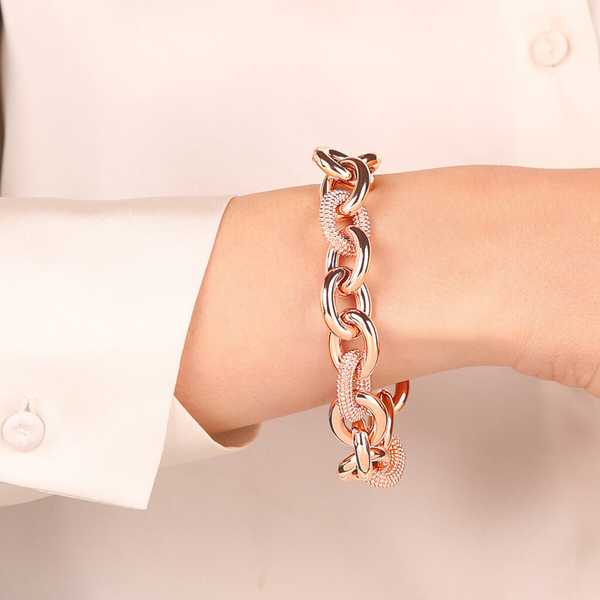 Bracelet chaîne Rolo avec éléments texturés