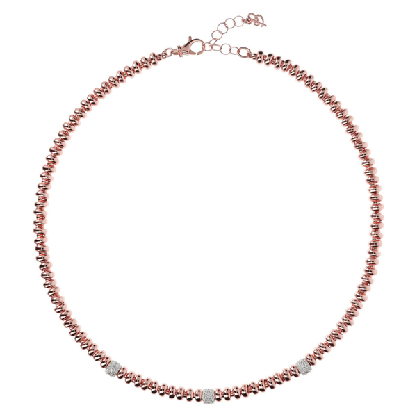 Round Necklace with Pavé Elements in Cubic Zirconia