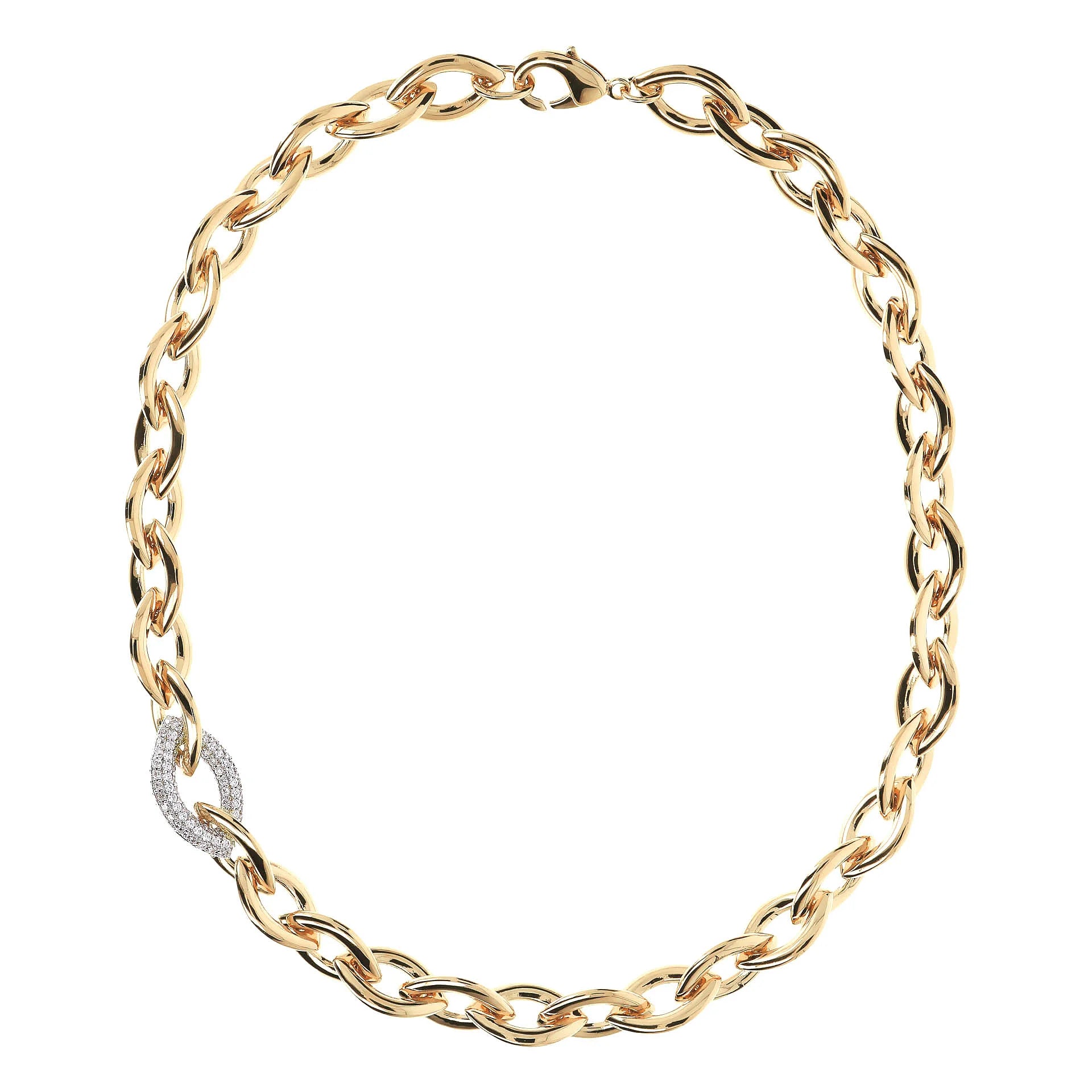 Collier ras du cou doré chaîne marquise avec élément pavé en zircon cubique
