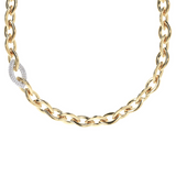 Golden Marquise Necklace with Pavé Element in Cubic Zirconia