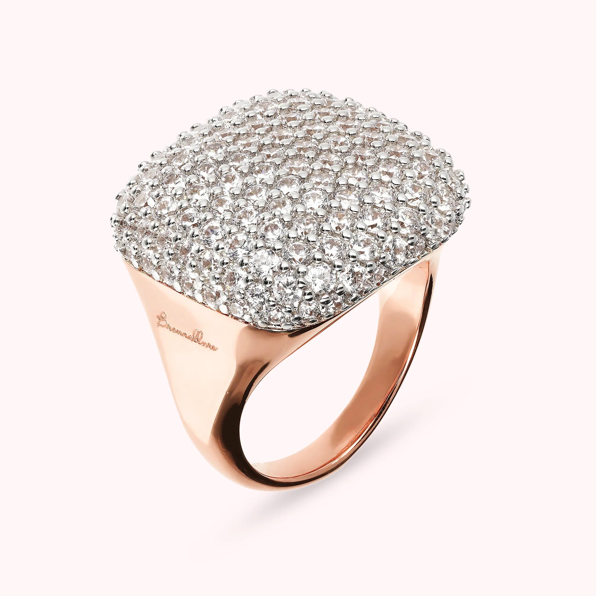 Anello Chevalier Quadrato con Pavé in Cubic Zirconia