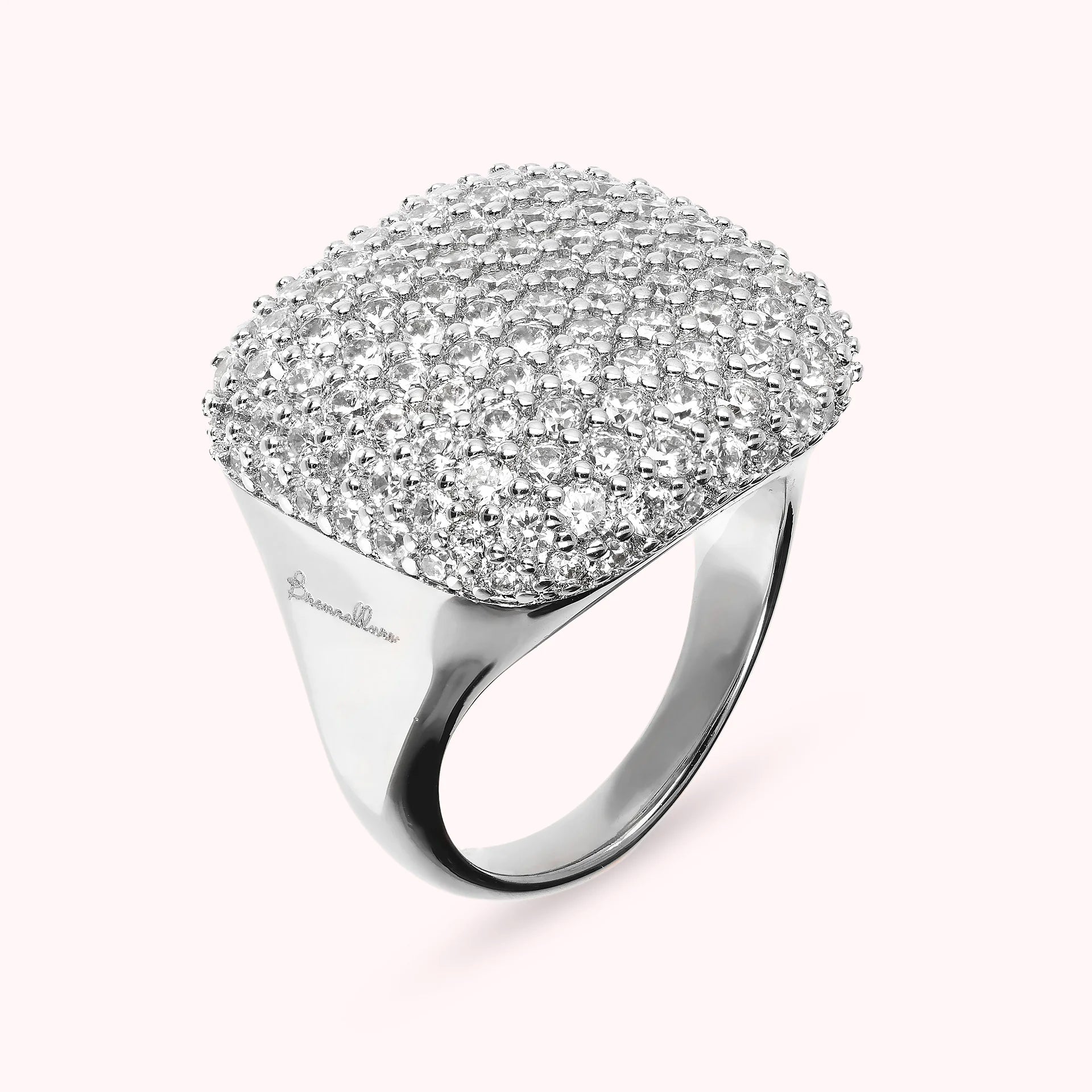 Chevalier Weißer Quadratischer Ring mit Cubic Zirkonia Pavé