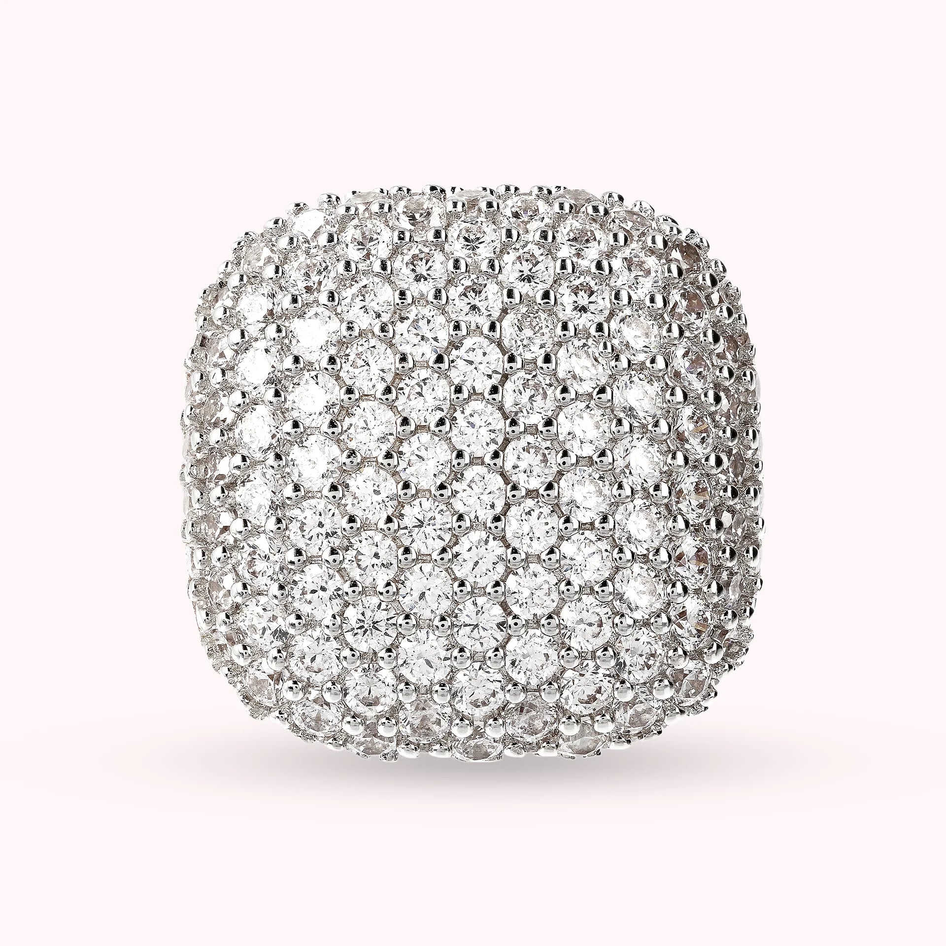 Chevalier Golden Square Ring with Cubic Zirconia Pavé