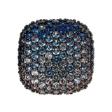 Square Chevalier Ring with Pavé in Cubic Zirconia