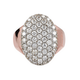 Oval Chevalier Ring with Pavé in Cubic Zirconia