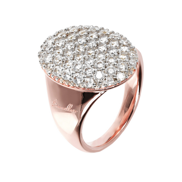 Oval Chevalier Ring with Pavé in Cubic Zirconia
