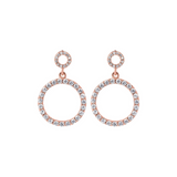 Double Graduated Circle Dangle Earrings with Pavé in Cubic Zirconia