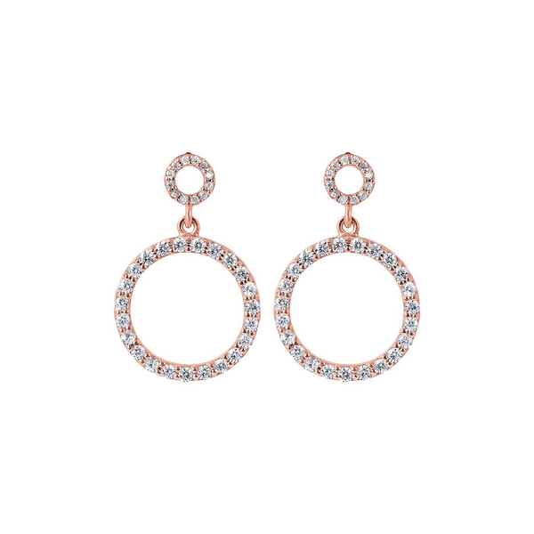 Double Graduated Circle Dangle Earrings with Pavé in Cubic Zirconia