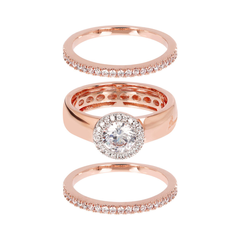Set of Rings with Verette and Cubic Zirconia Solitaire