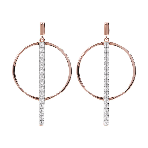 Dangle Earrings with Hoop and Pavé Bar in Cubic Zirconia