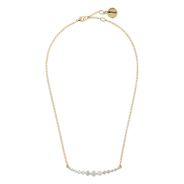 Golden Necklace with Light Points in Cubic Zirconia