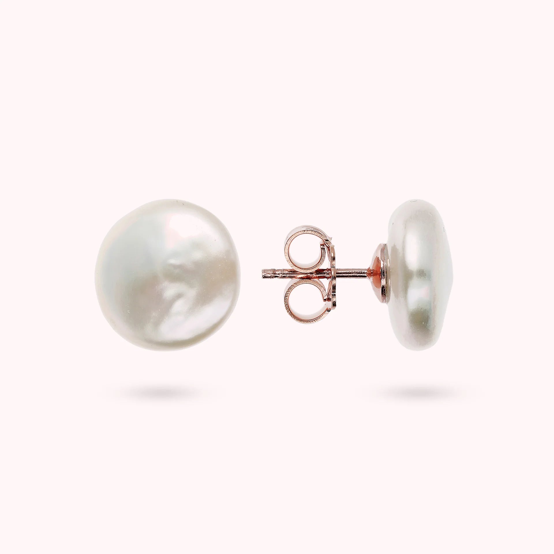 Boucles d'oreilles boutons avec perles d'eau douce blanches Ø 10 mm
