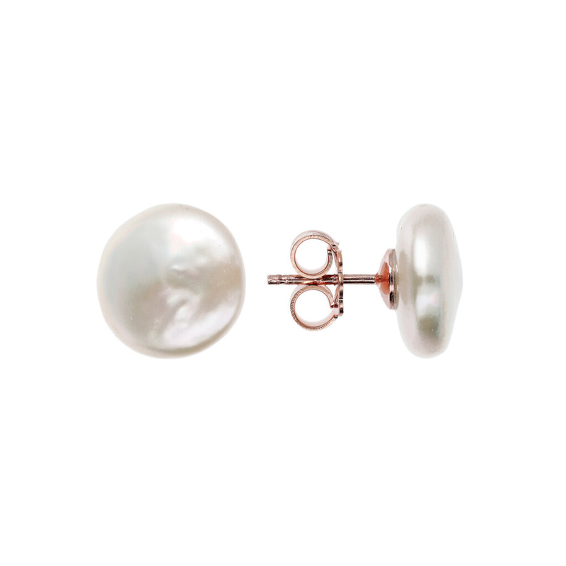 Orecchini a Bottone con Perle d'Acqua Dolce Bianche Ø 10 mm