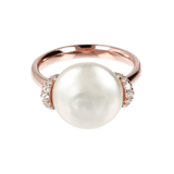 Cocktail Ring with Cubic Zirconia and White Freshwater Cultured Pearl Ø 13/14 mm