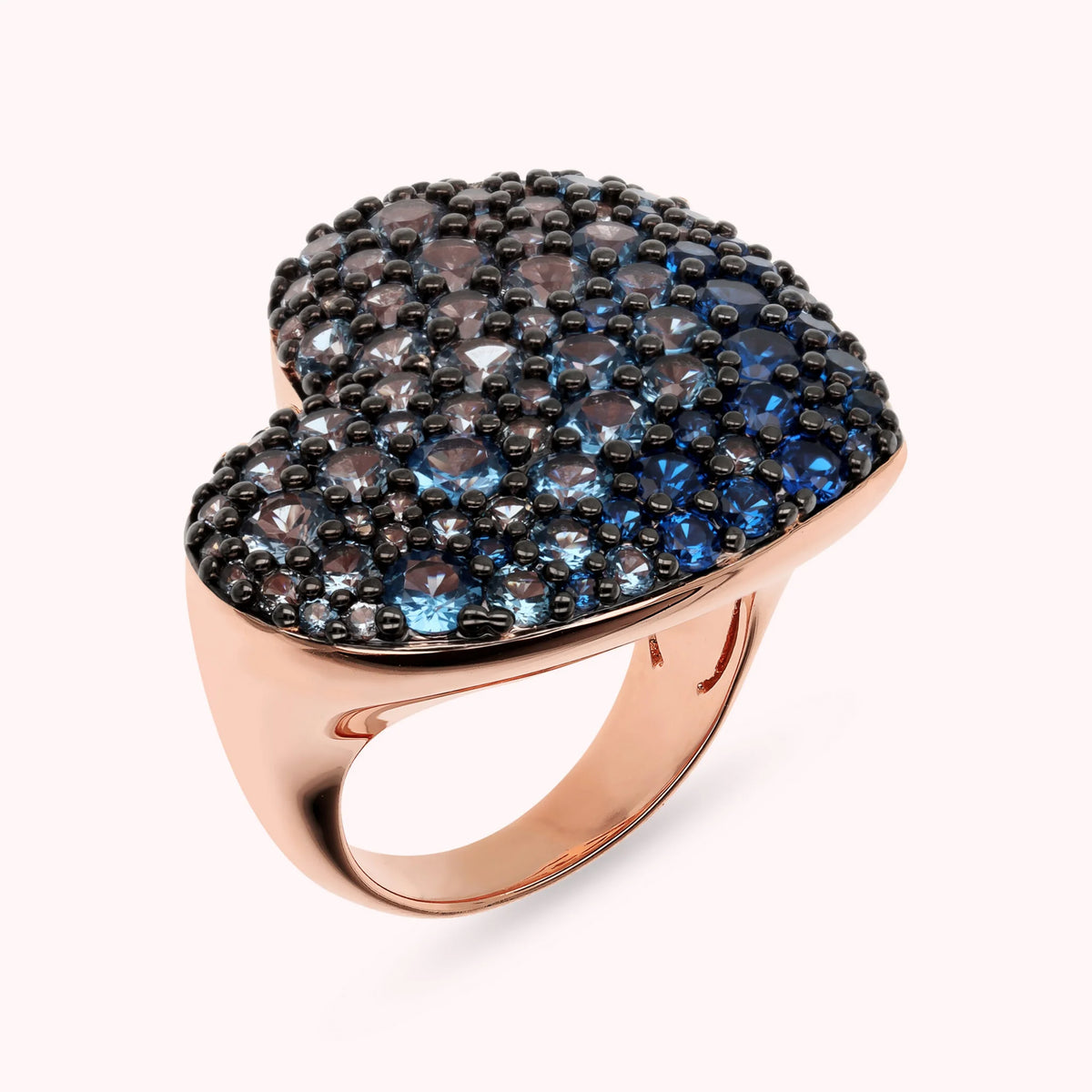 Golden Rose and Pavé Heart Ring
