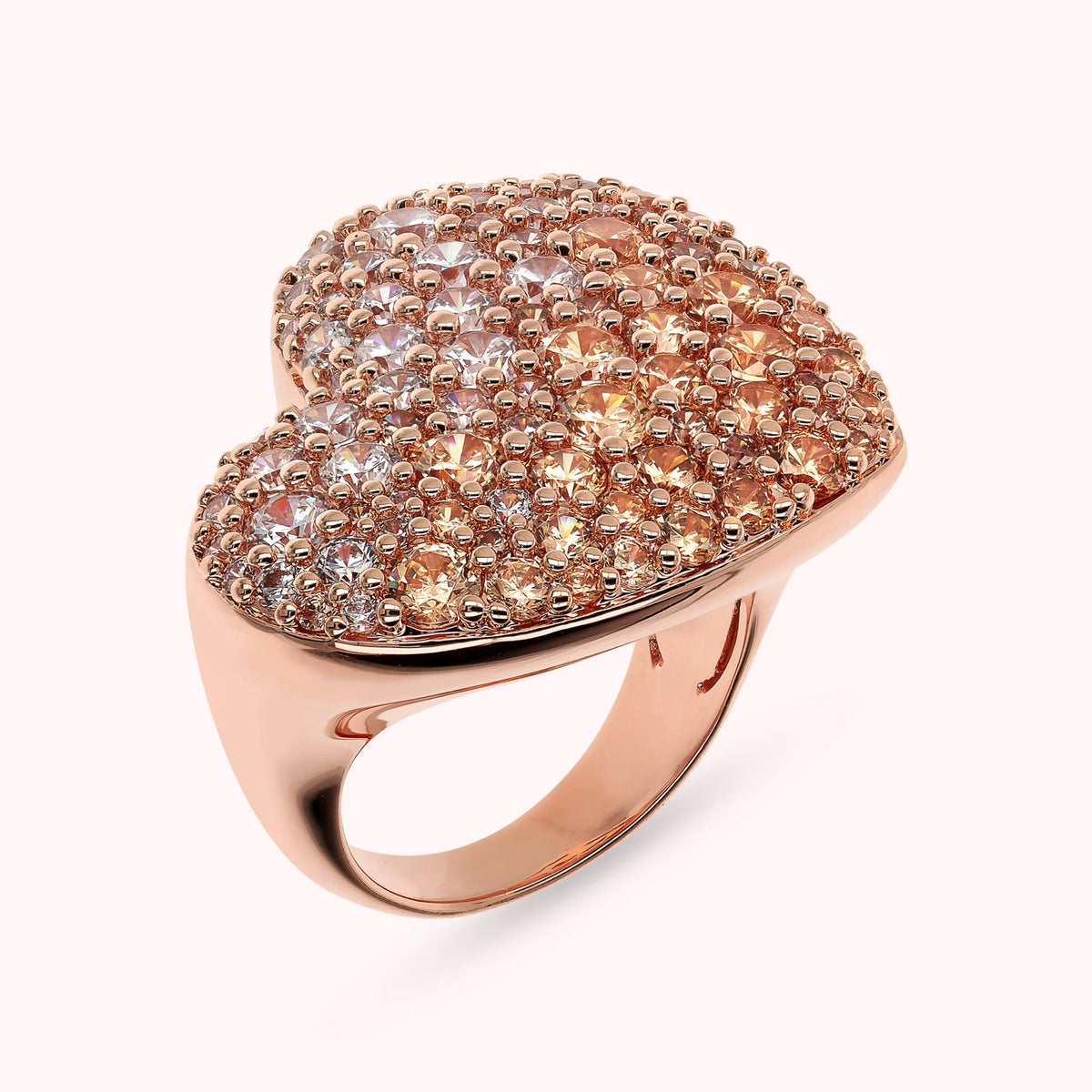 Golden Rose and Pavé Heart Ring