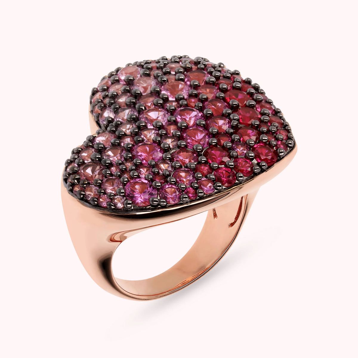 Golden Rose and Pavé Heart Ring
