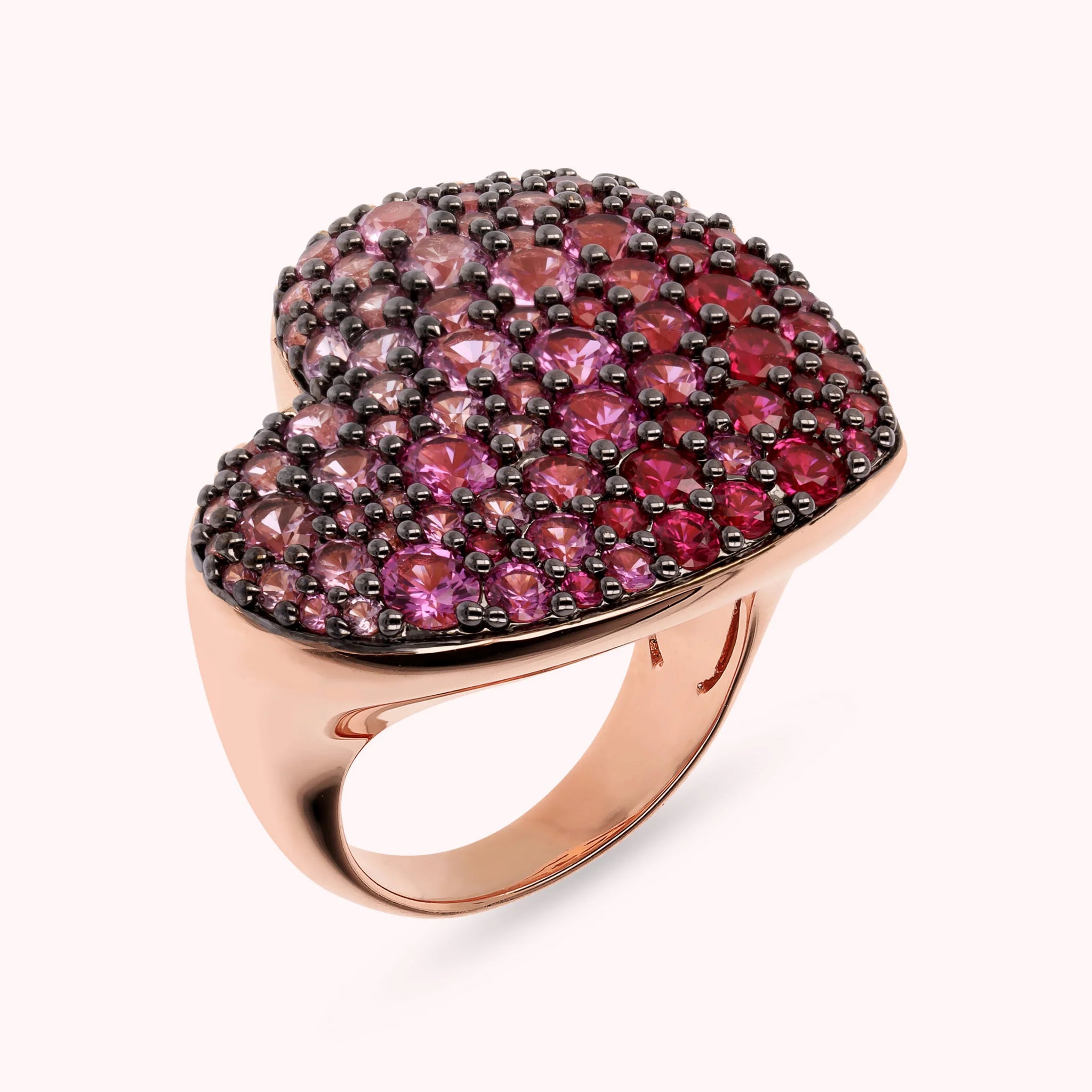 Golden Rose and Pavé Heart Ring