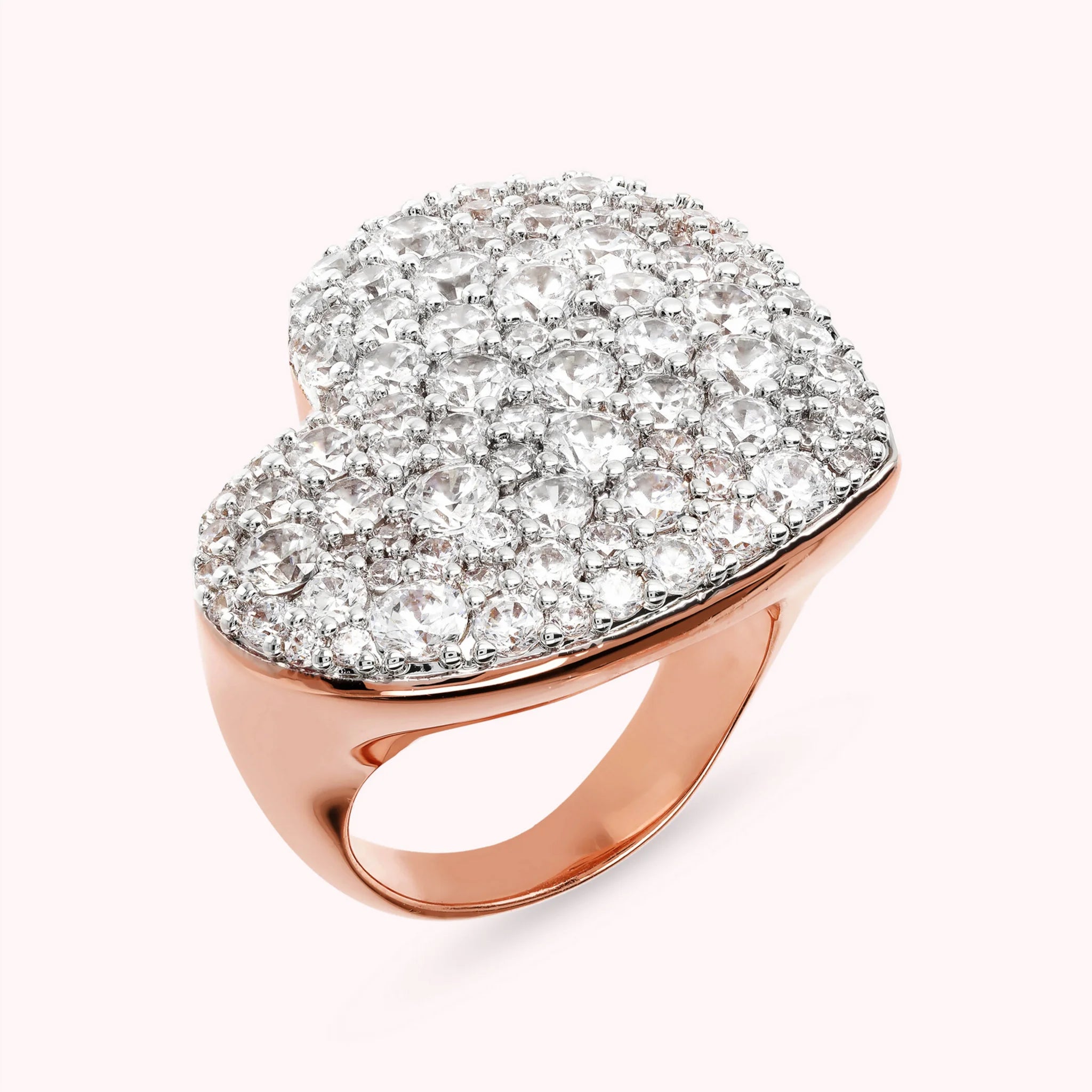 Anello Chevalier Cuore con Pavé in Cubic Zirconia