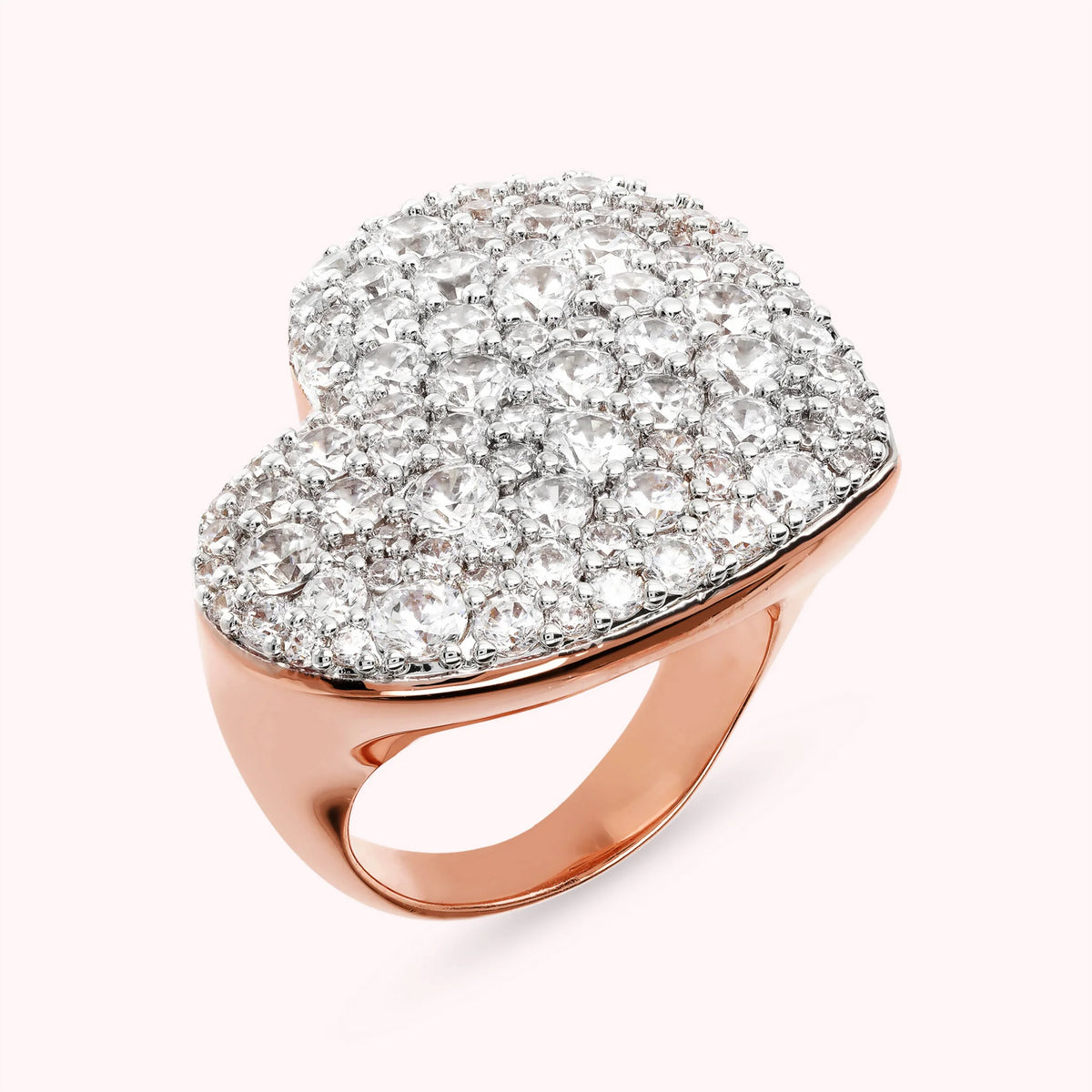 Golden Rose and Pavé Heart Ring