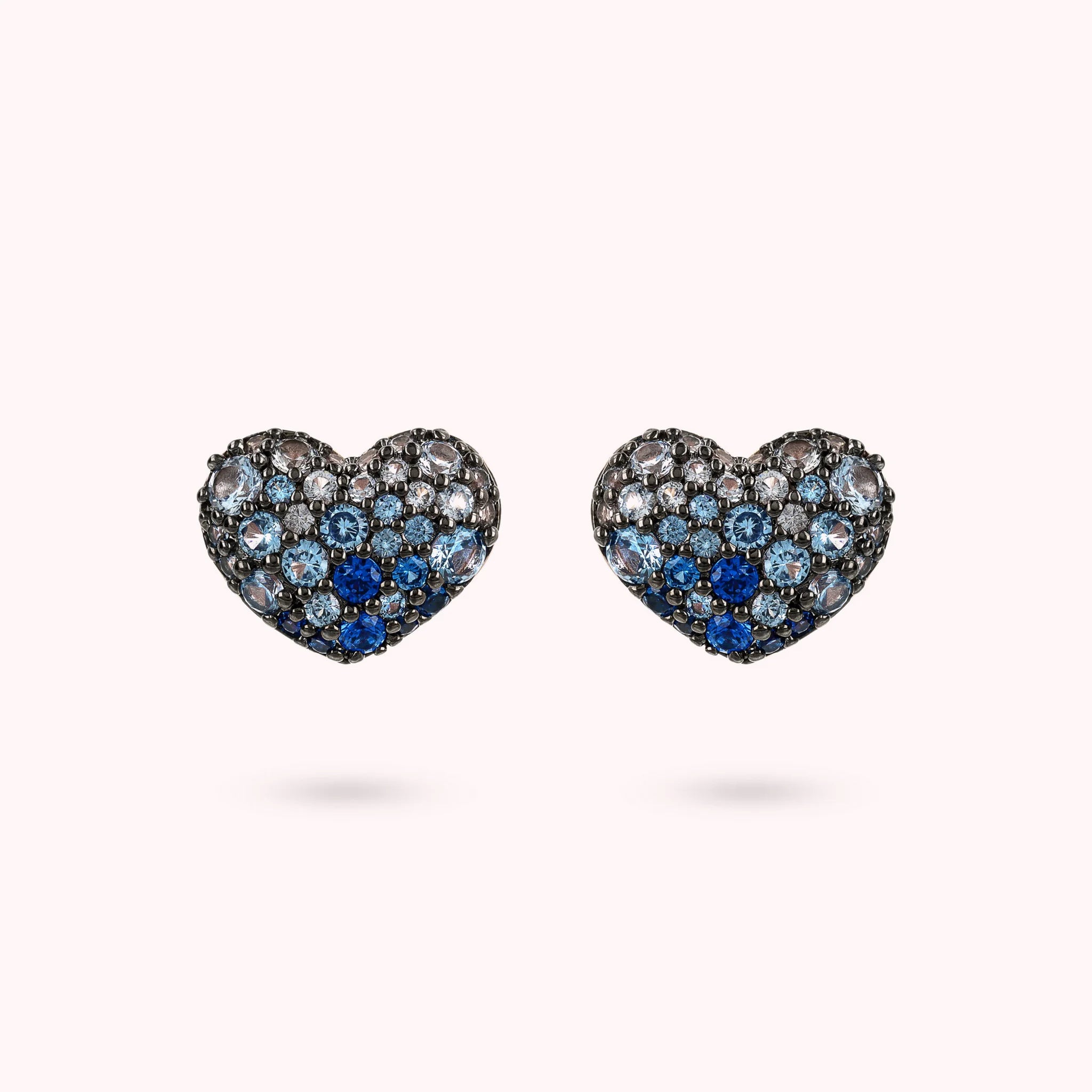 Cubic Zirconia Pavé and Golden Rose Heart Earrings