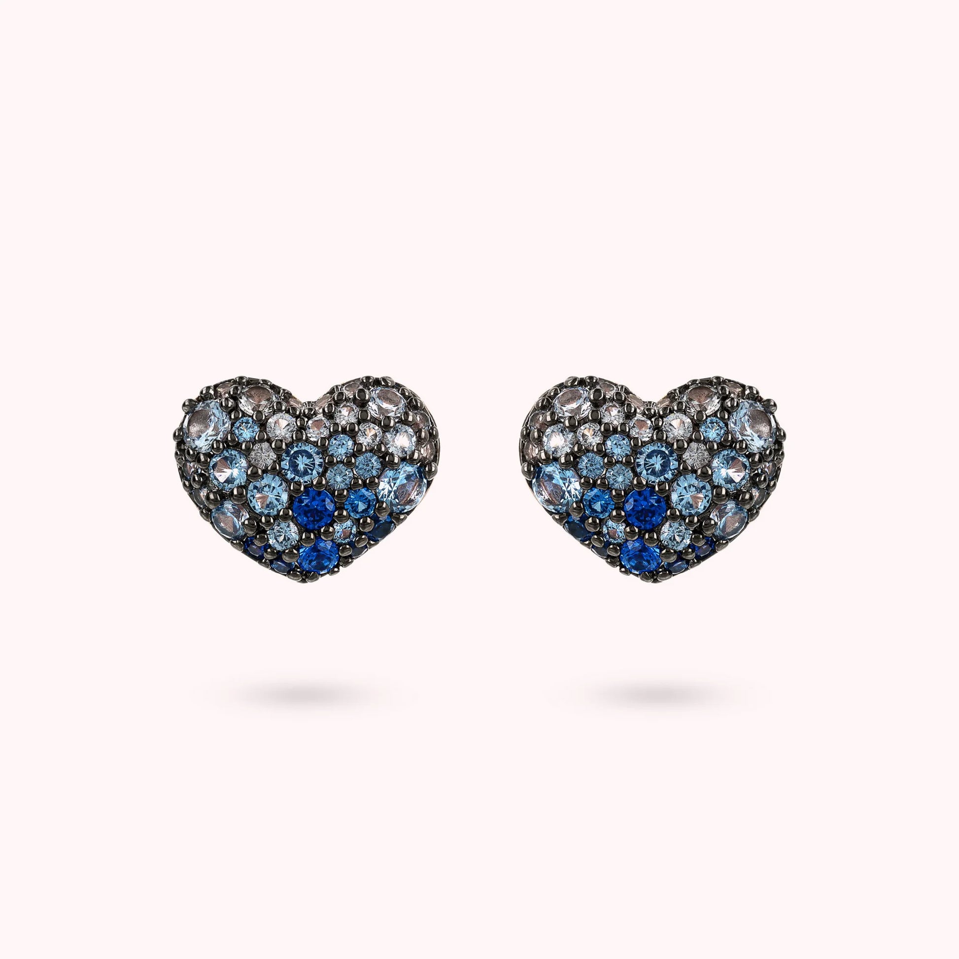 Cubic Zirconia Pavé and Golden Rose Heart Earrings