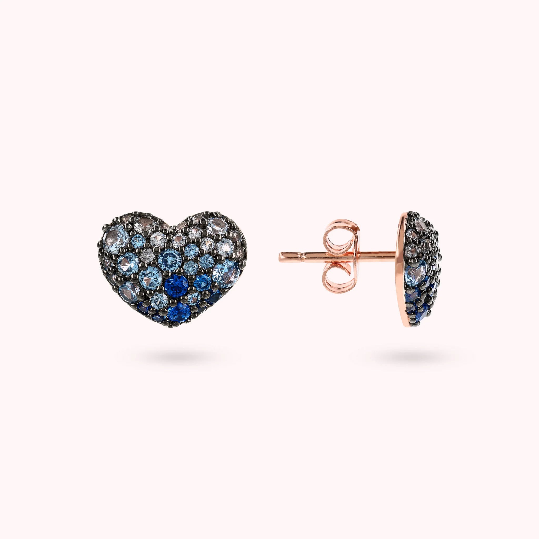 Cubic Zirconia Pavé and Golden Rose Heart Earrings
