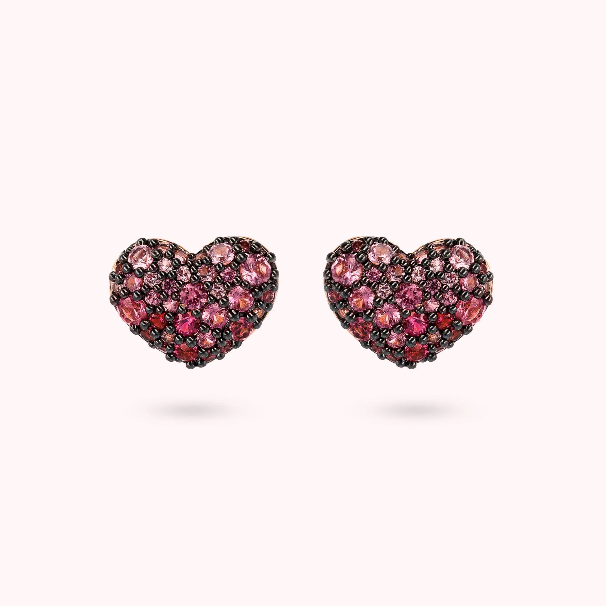 Cubic Zirconia Pavé and Golden Rose Heart Earrings