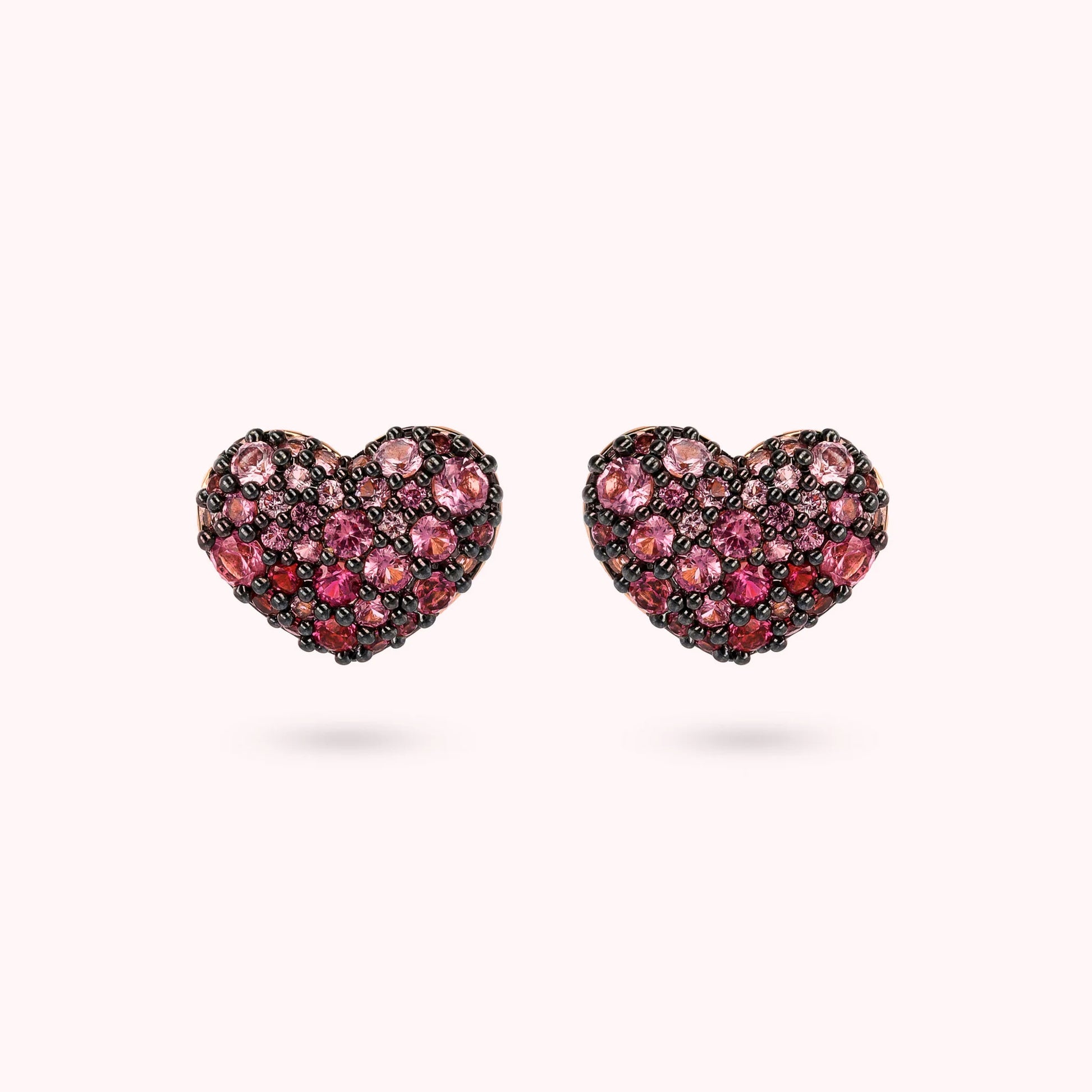 Cubic Zirconia Pavé and Golden Rose Heart Earrings