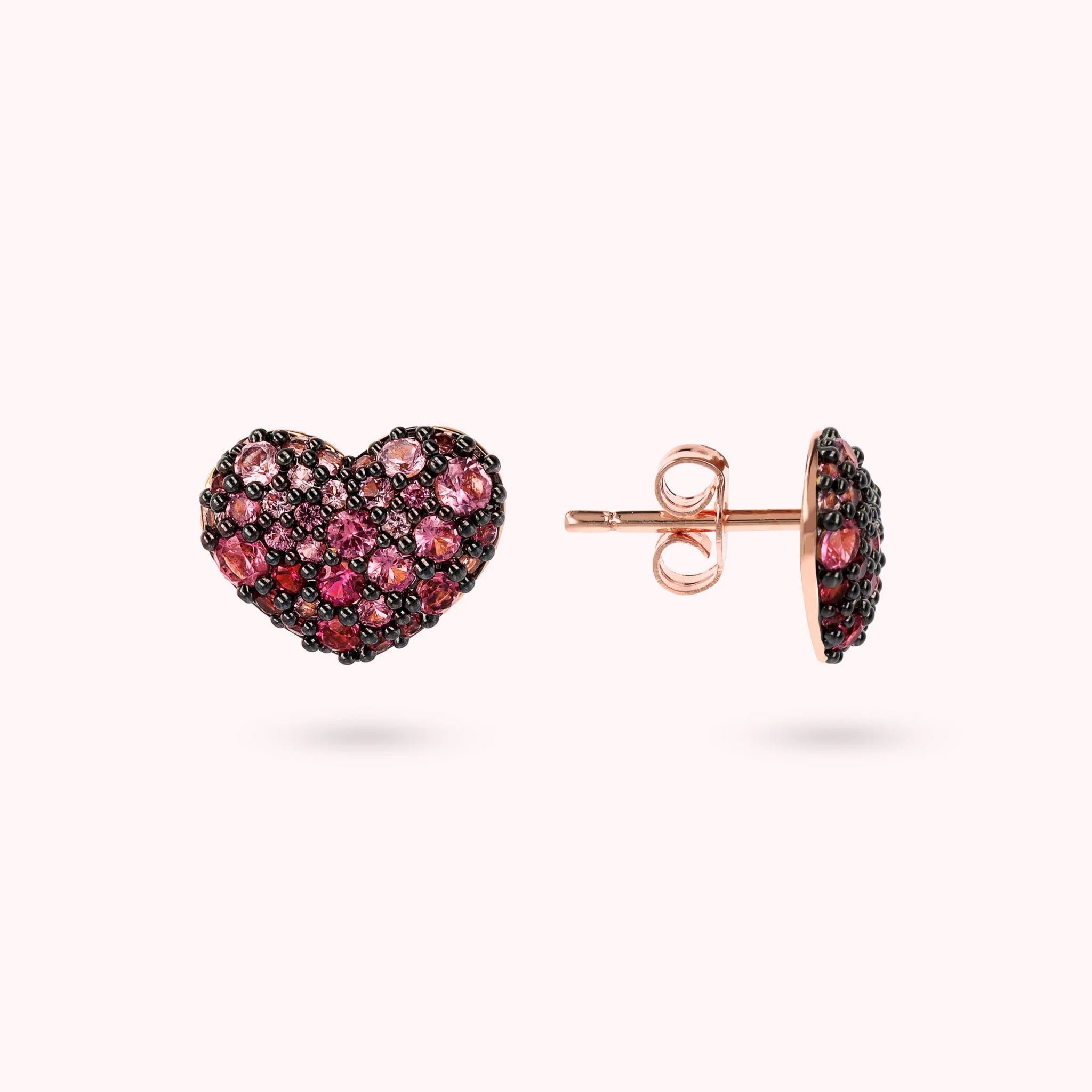 Cubic Zirconia Pavé and Golden Rose Heart Earrings