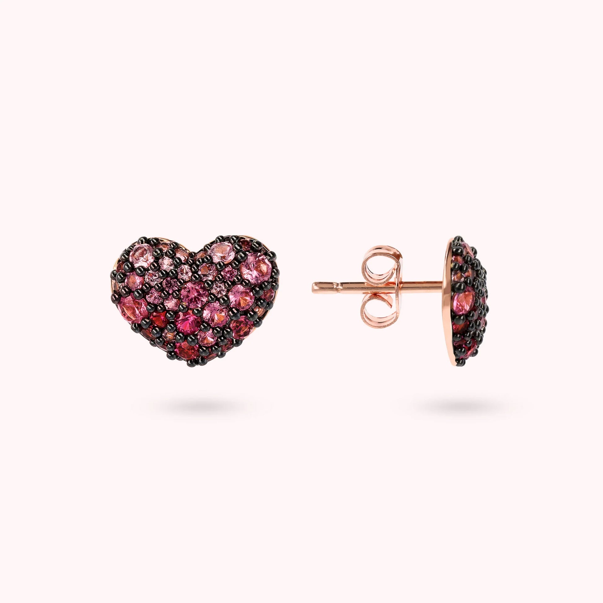 Cubic Zirconia Pavé and Golden Rose Heart Earrings