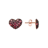 Lobe Heart Earrings with Pavé in Cubic Zirconia