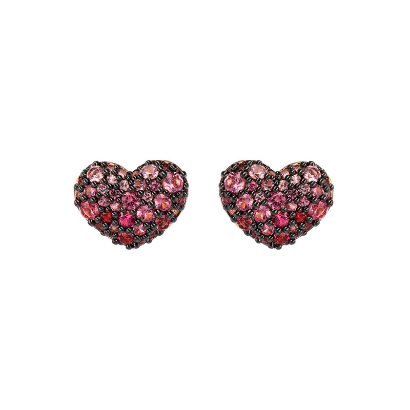 Lobe Heart Earrings with Pavé in Cubic Zirconia