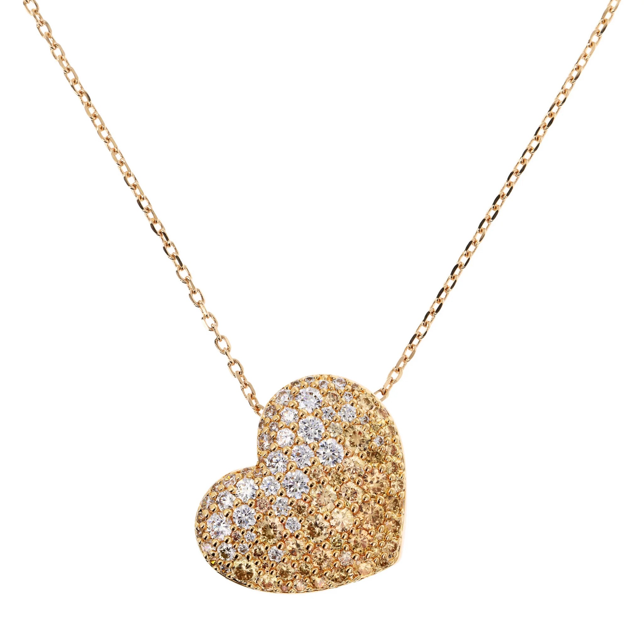 Collana Golden con Pendente Cuore Pavé in Cubic Zirconia