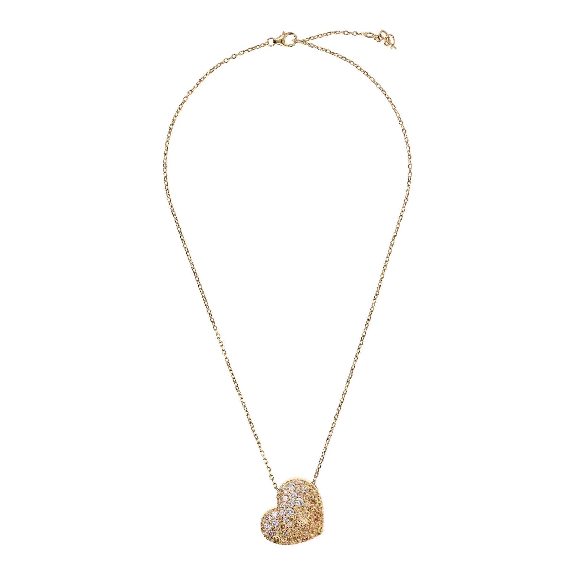 Goldene Halskette mit Cubic Zirconia Pavé Herz-Anhänger