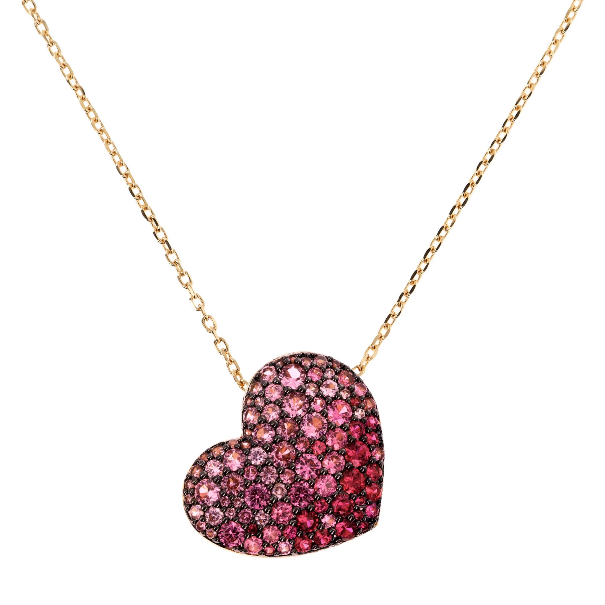 Collana Golden con Pendente Cuore Pavé in Cubic Zirconia