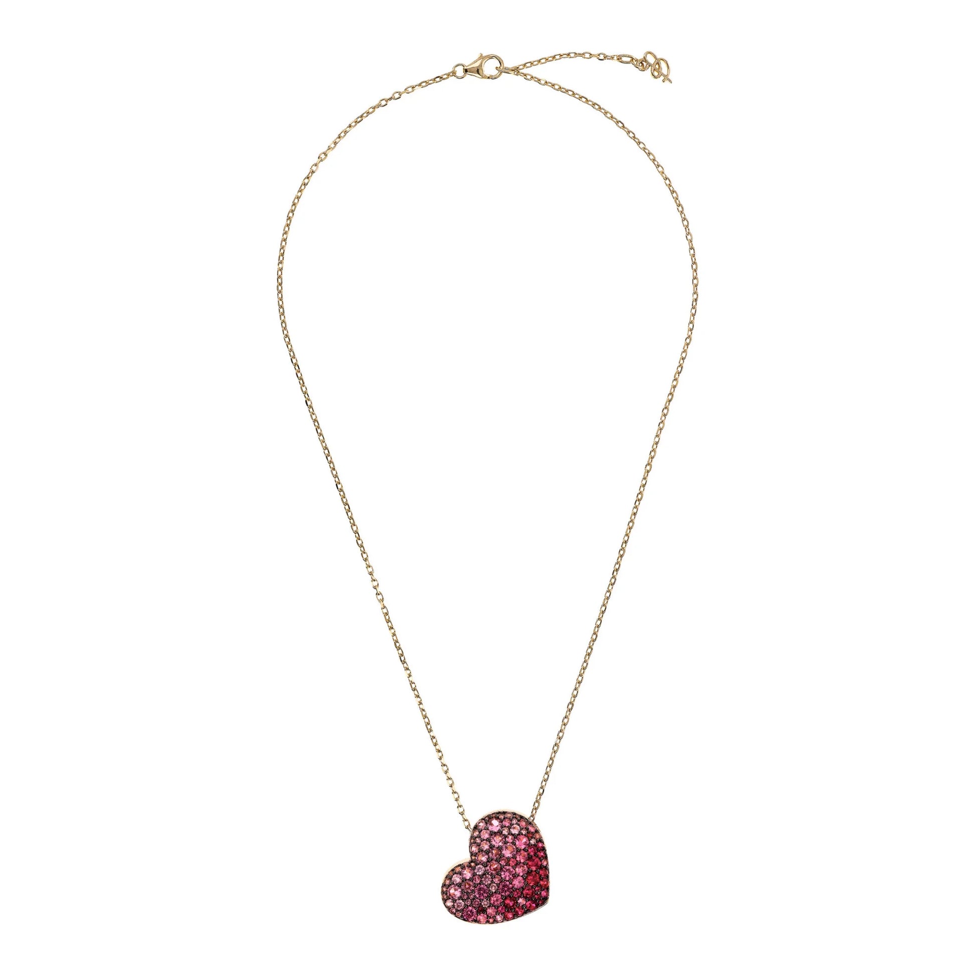 Goldene Halskette mit Cubic Zirconia Pavé Herz-Anhänger