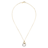 Golden Double Pendant Necklace with Pavé in Cubic Zirconia