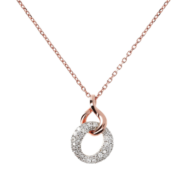 Double Pendant Necklace with Pavé in Cubic Zirconia