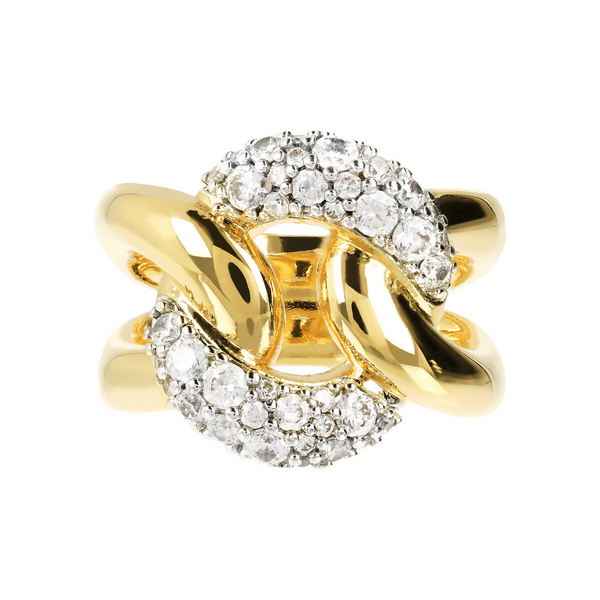 Goldener Ring mit Zirkonia-Pavé